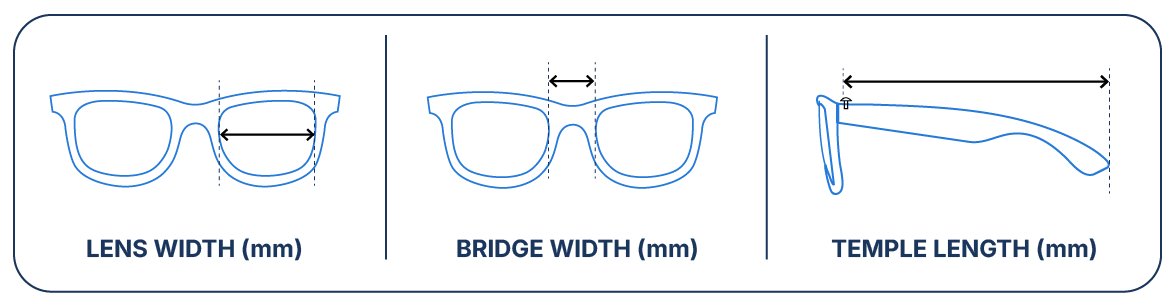 Eyewear size guide diagram